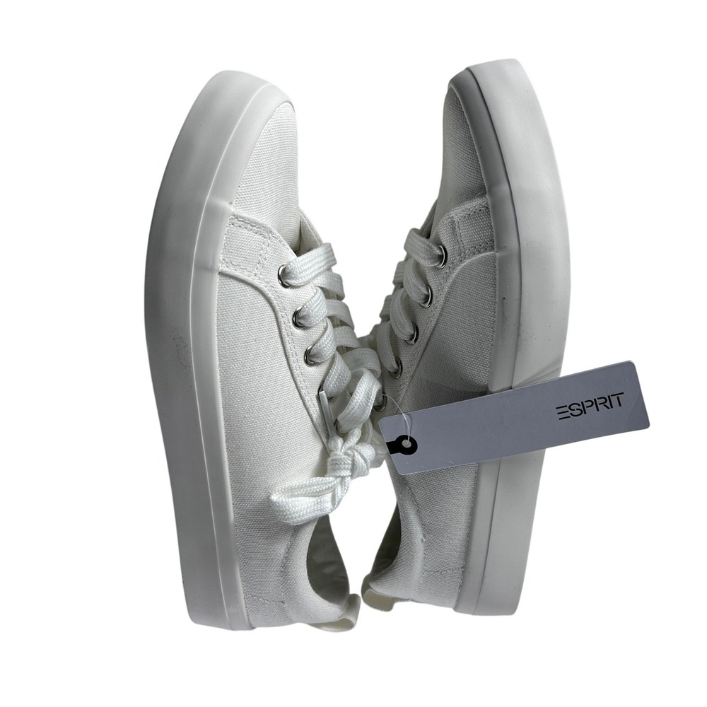ESPRIT Womens Tallya Canvas Lace Up Sneakers White 8M NEW - Picture 5 of 8